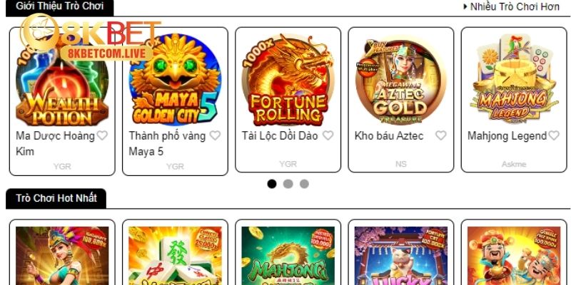 Bộ sưu tập game nổ hũ 8KBET đa dạng 